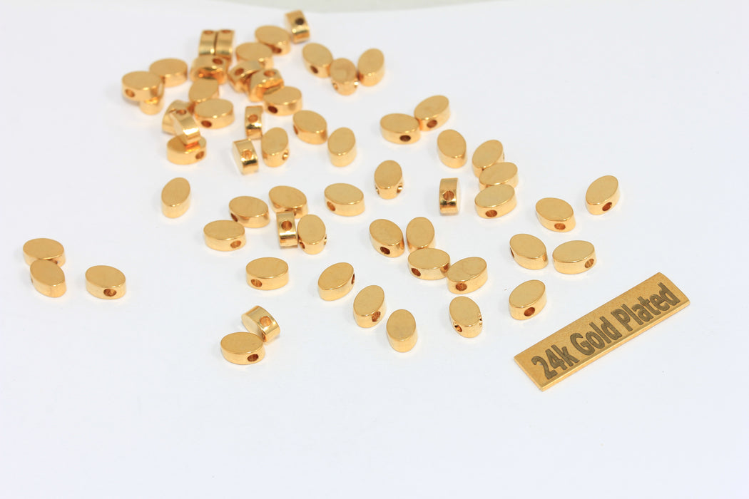 4x6mm 24k Shiny Gold Drop Charms, Oval Drop Charm,  BRT338