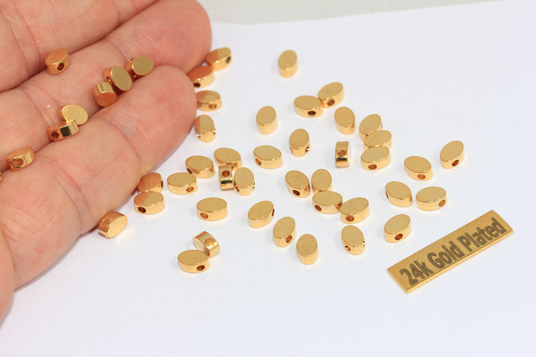 4x6mm 24k Shiny Gold Drop Charms, Oval Drop Charm,  BRT338