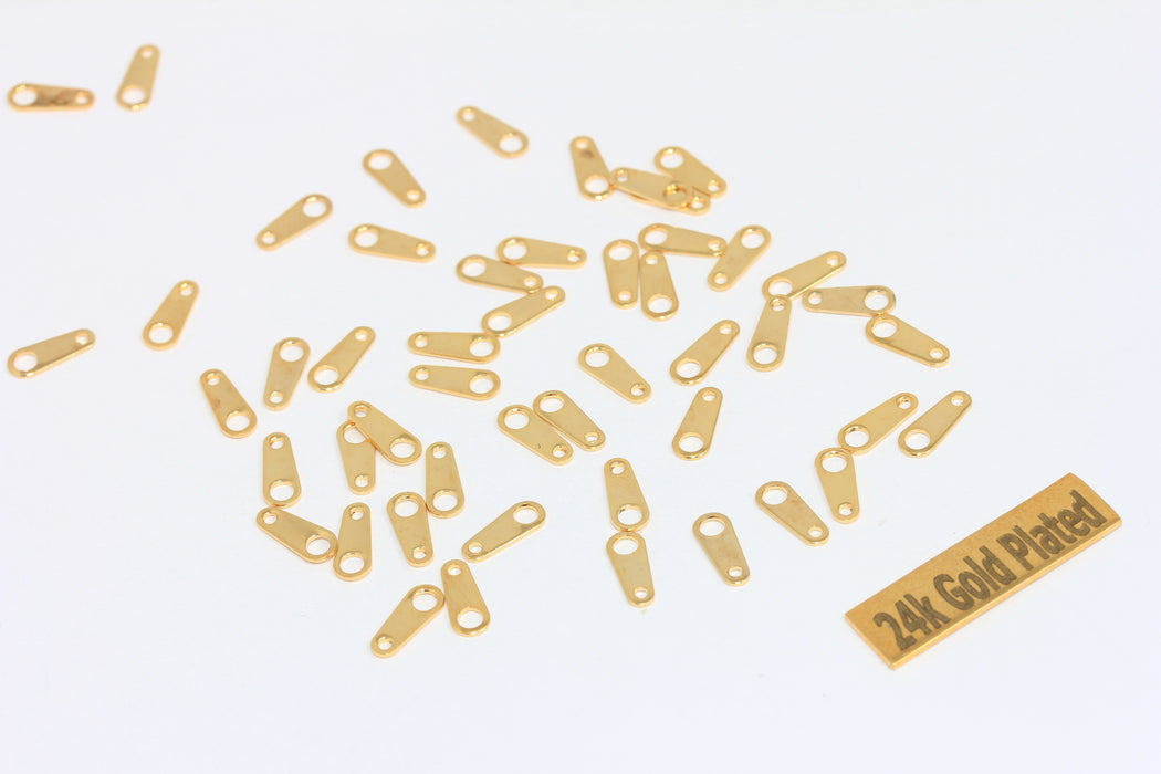 Connettore per collana in oro lucido 24k 3x8 mm, linguette per catena, ottone BRT336