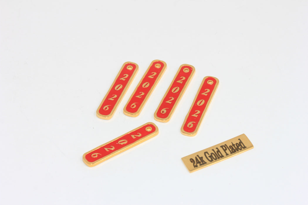 6x29 mm 24 Ayar Parlak Altın Rakam Tılsımları, 2025 Yeni Yıl Bar Kolye Ucu, 2025 Kolye Tılsımı, ROSE18