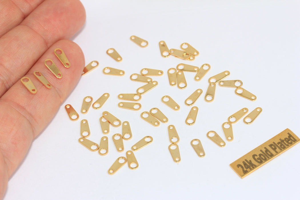 Connettore per collana in oro lucido 24k 3x8 mm, linguette per catena, ottone BRT336
