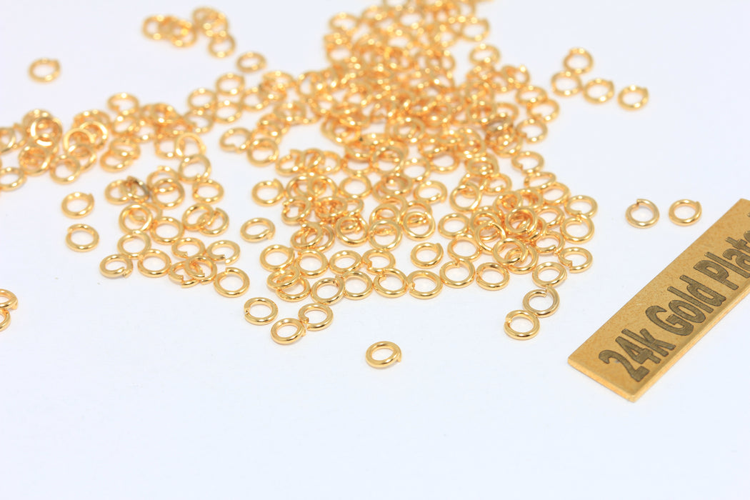 23 Ga 3mm 24k Parlak Altın Halkalar, Altın Bağlantı Elemanı, BRT333