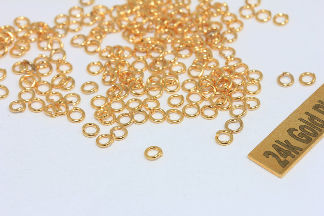 23 Ga 3mm 24k Parlak Altın Halkalar, Altın Bağlantı Elemanı, BRT333