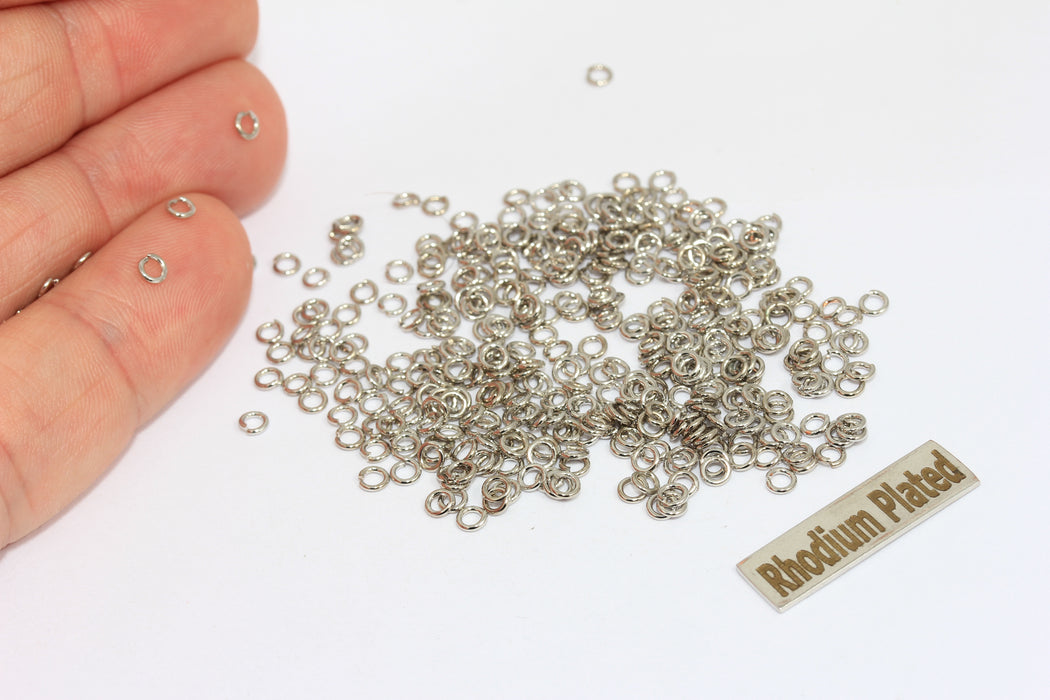 23 Ga 3 mm Rodyum Kaplamalı Halkalar, Gümüş Bağlantı Elemanı, Açık Halkalar, Toplu Gümüş Halkalar, Mücevher Yapım Malzemeleri, DFJ, BRT401