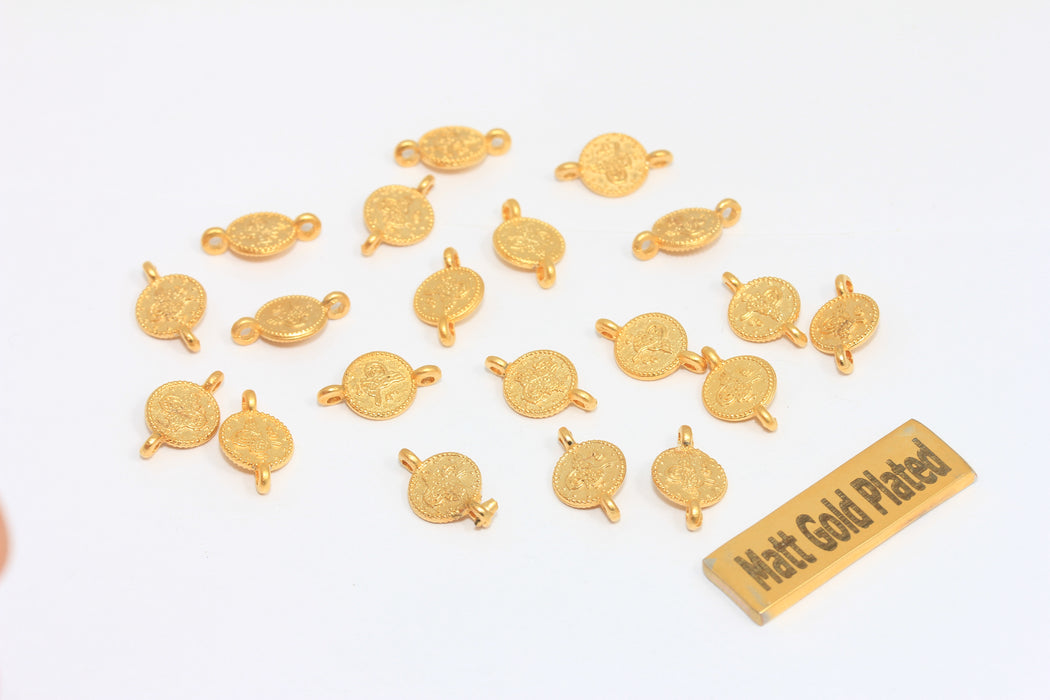 8mm Matt Gold Plated Ottoman Signature Flat Coins, BRT349