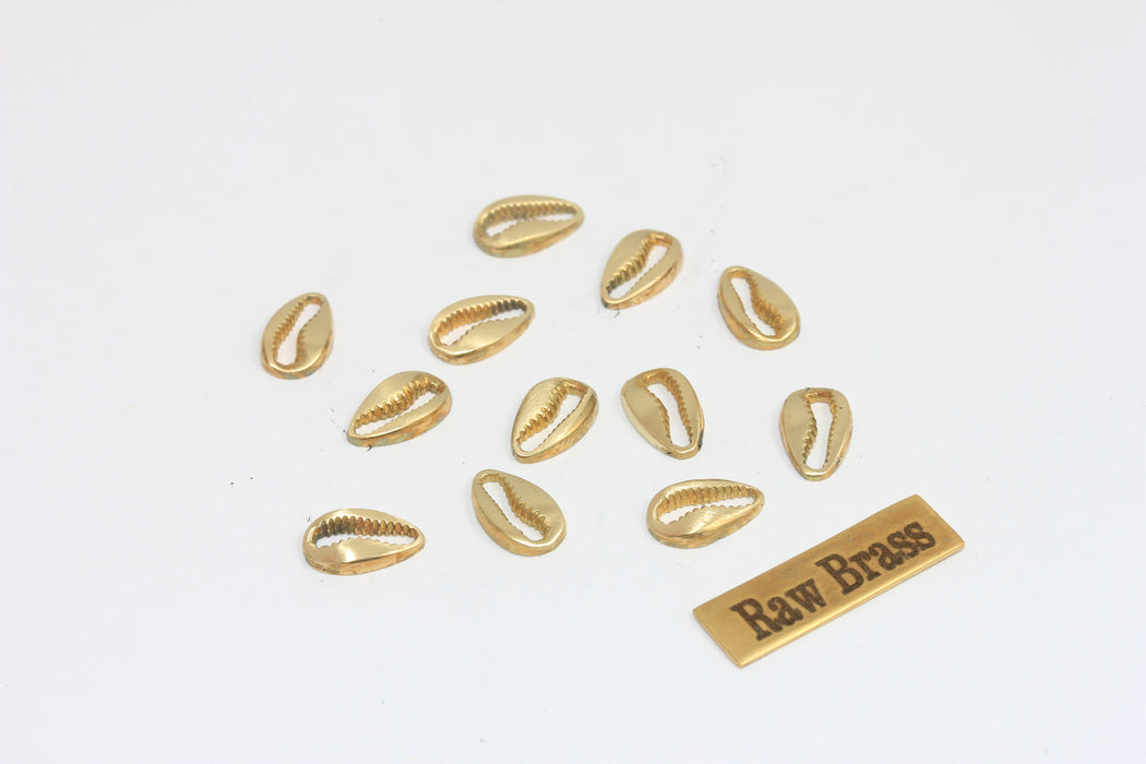 7x11mm Raw Brass Cowrie, Cowrie Charms, Shell Pendant, MLS618