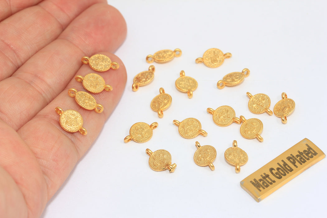 8mm Matt Gold Plated Ottoman Signature Flat Coins, BRT349