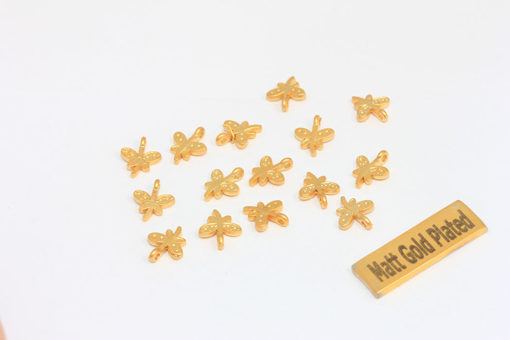 8x10mm 24K Mat Altın Tılsımlar, Mini Tılsımlar, Dragonfly BRT350