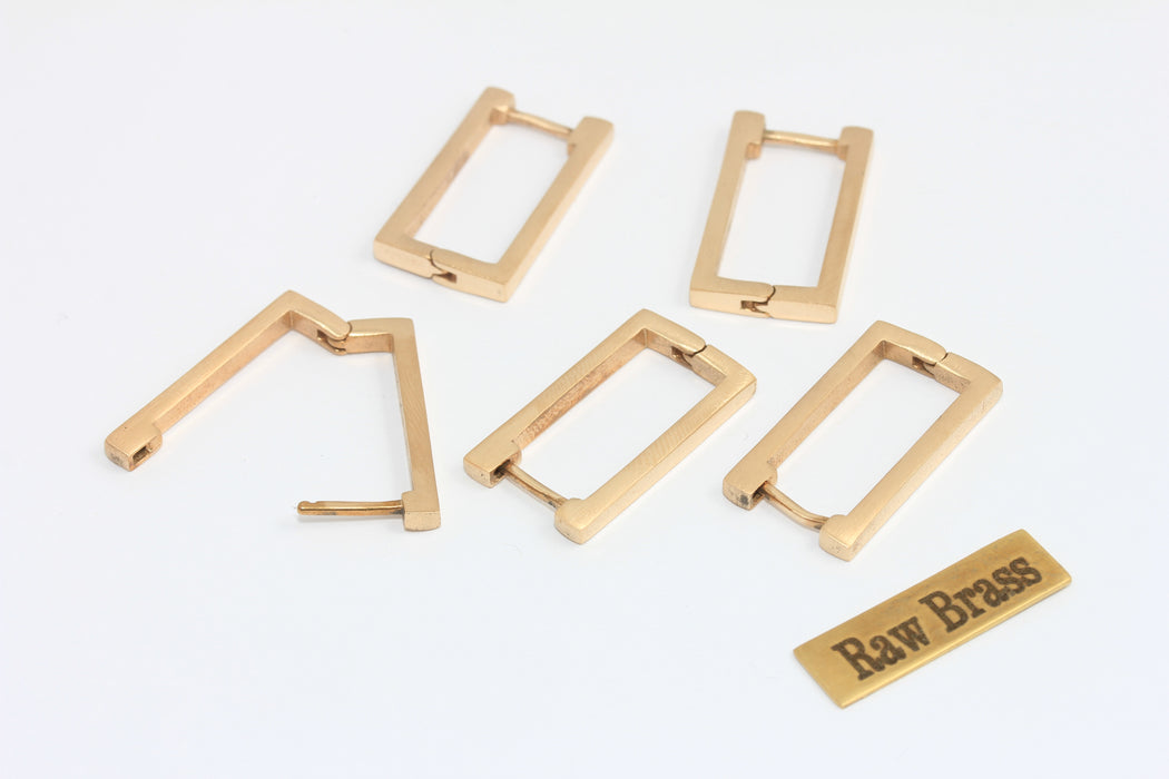 14x26mm Ham Pirinç Dikdörtgen Küpeler, Pirinç, Bileşen MLS436