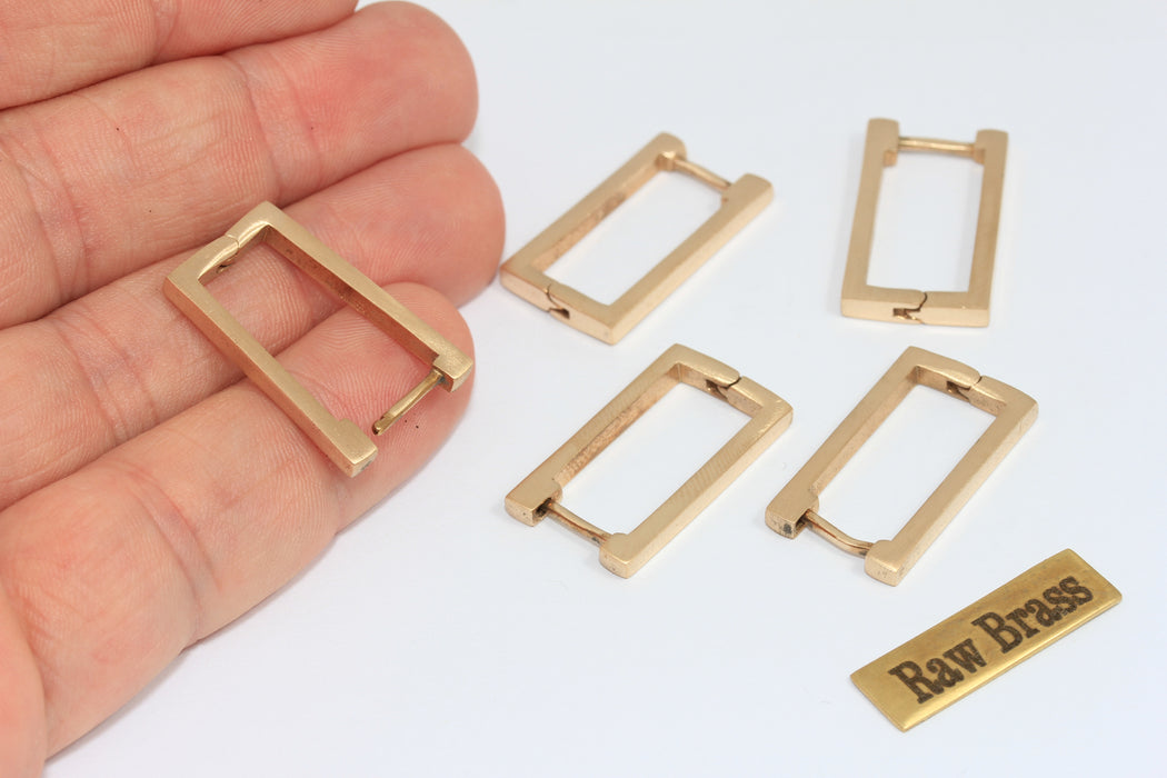 14x26mm Ham Pirinç Dikdörtgen Küpeler, Pirinç, Bileşen MLS436