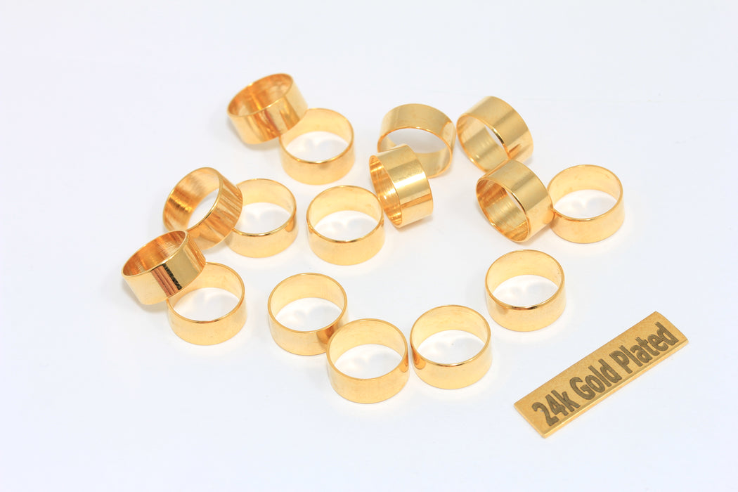 Anello chiuso in oro lucido 11x5 mm, anello chiuso, perline tubolari BRT357