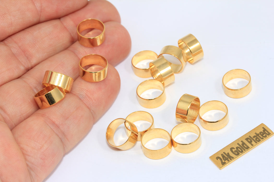 Anello chiuso in oro lucido 11x5 mm, anello chiuso, perline tubolari BRT357