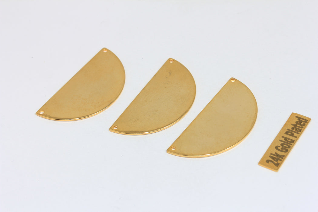 19x39mm 24k Shiny Gold Semicircle, Pendant, Half Moon,      BRT359