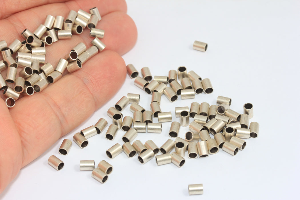 3,5x5 mm Antik Gümüş Tüp Boncuklar, Ara Boncuklar, Bilezik Tüpleri, BRT108