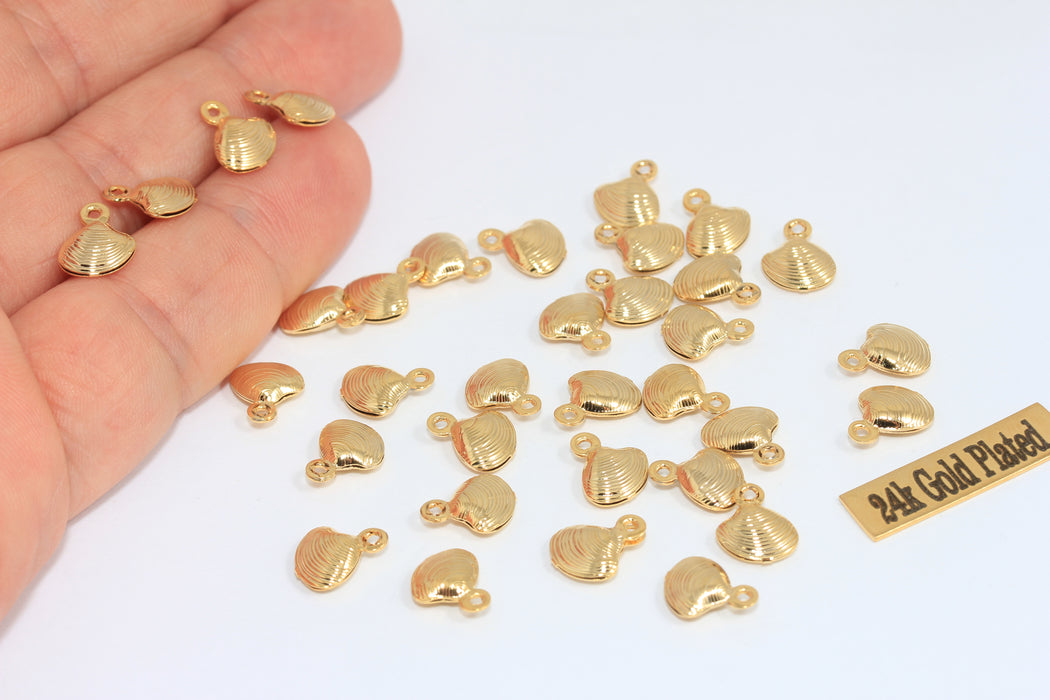 8x10mm 24 ayar Parlak Altın Deniz Kabuğu Tılsımı, Deniz Kabuğu Tılsımı, MLS740