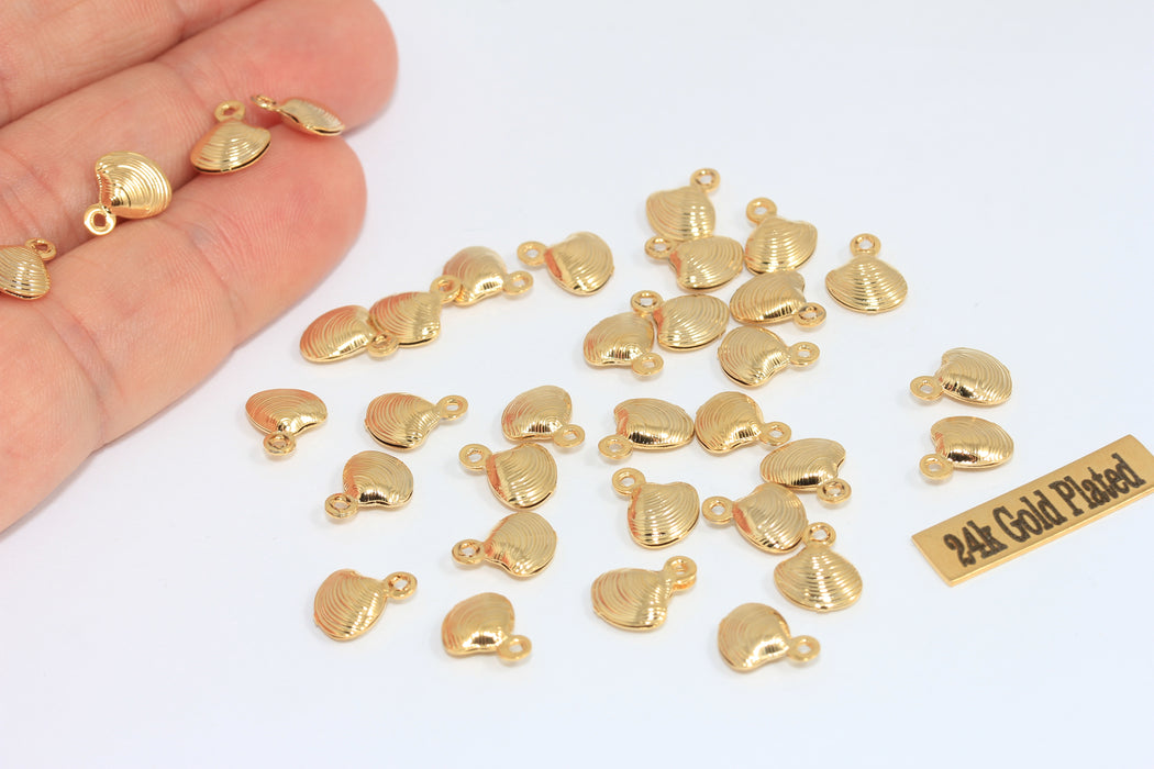 8x10mm 24 ayar Parlak Altın Deniz Kabuğu Tılsımı, Deniz Kabuğu Tılsımı, MLS740