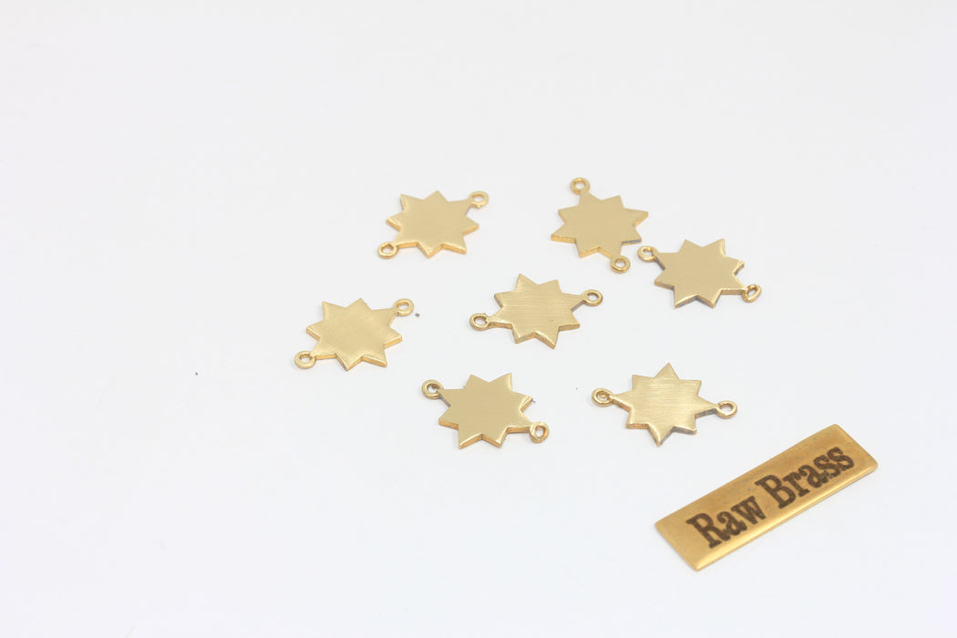 13x15mm Ham Pirinç Kuzey Yıldızı, Delikli Kuzey Yıldızı, Kuzey AE211