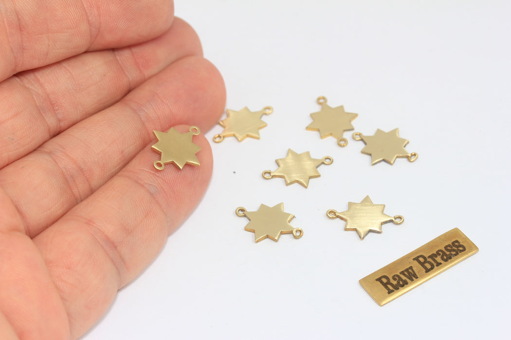 13x15mm Ham Pirinç Kuzey Yıldızı, Delikli Kuzey Yıldızı, Kuzey AE211