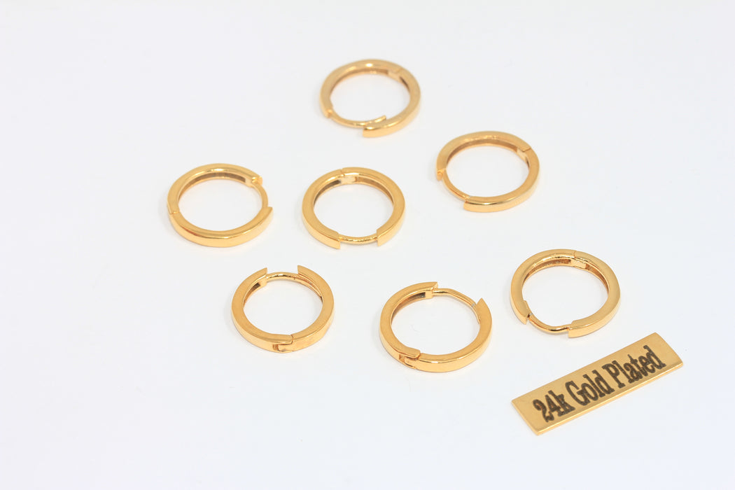 16 mm 24 ayar Parlak Altın Küpeler, Leverback Küpeler, Altın MLS677