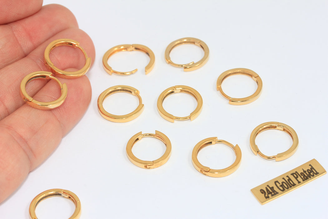 16 mm 24 ayar Parlak Altın Küpeler, Leverback Küpeler, Altın MLS677