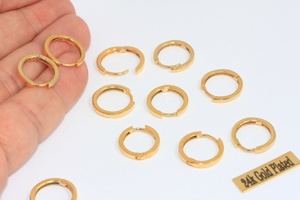 16 mm 24 ayar Parlak Altın Küpeler, Leverback Küpeler, Altın MLS677