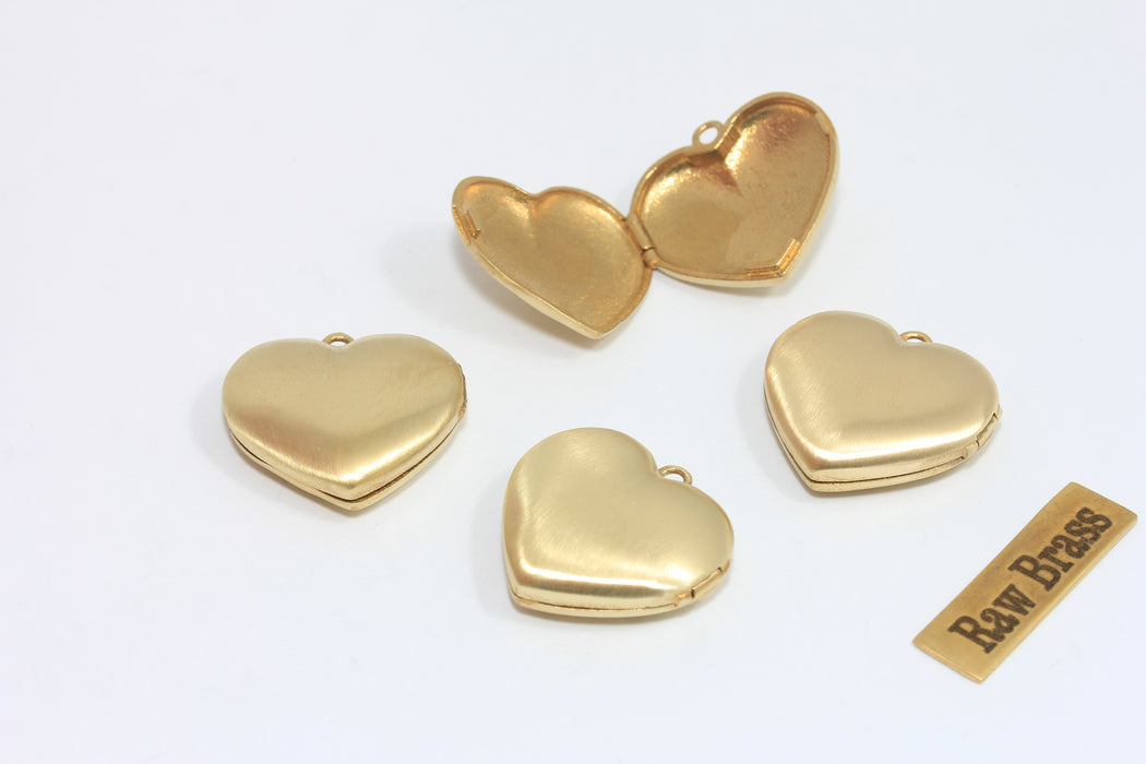 22x24 mm Ham Pirinç Kalp Madalyon Kolye, Kalp Kolye, MLS553