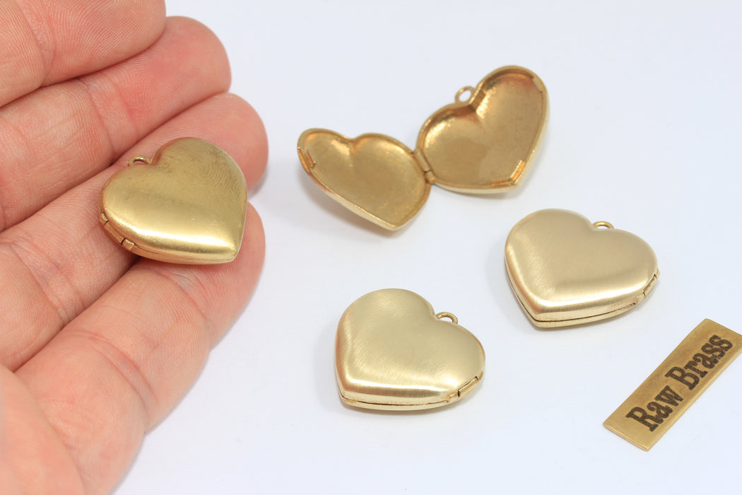 22x24 mm Ham Pirinç Kalp Madalyon Kolye, Kalp Kolye, MLS553