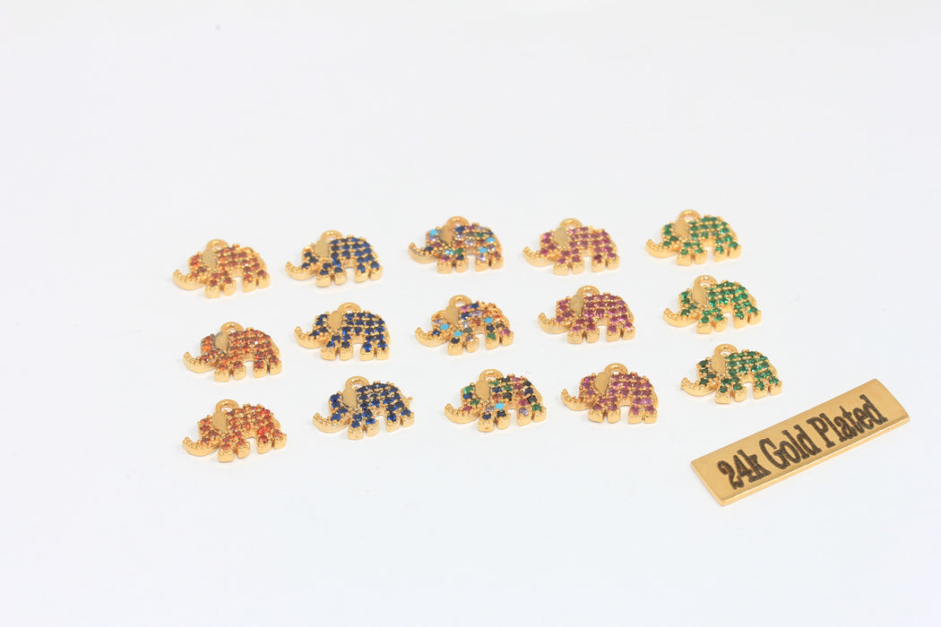 8x11mm 24 Ayar Parlak Altın Tılsımlar, Mikro Döşeme Fil, MLS113