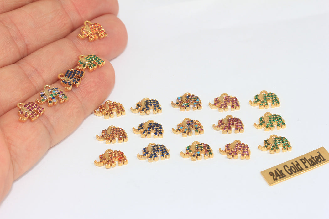 8x11mm 24 Ayar Parlak Altın Tılsımlar, Mikro Döşeme Fil, MLS113