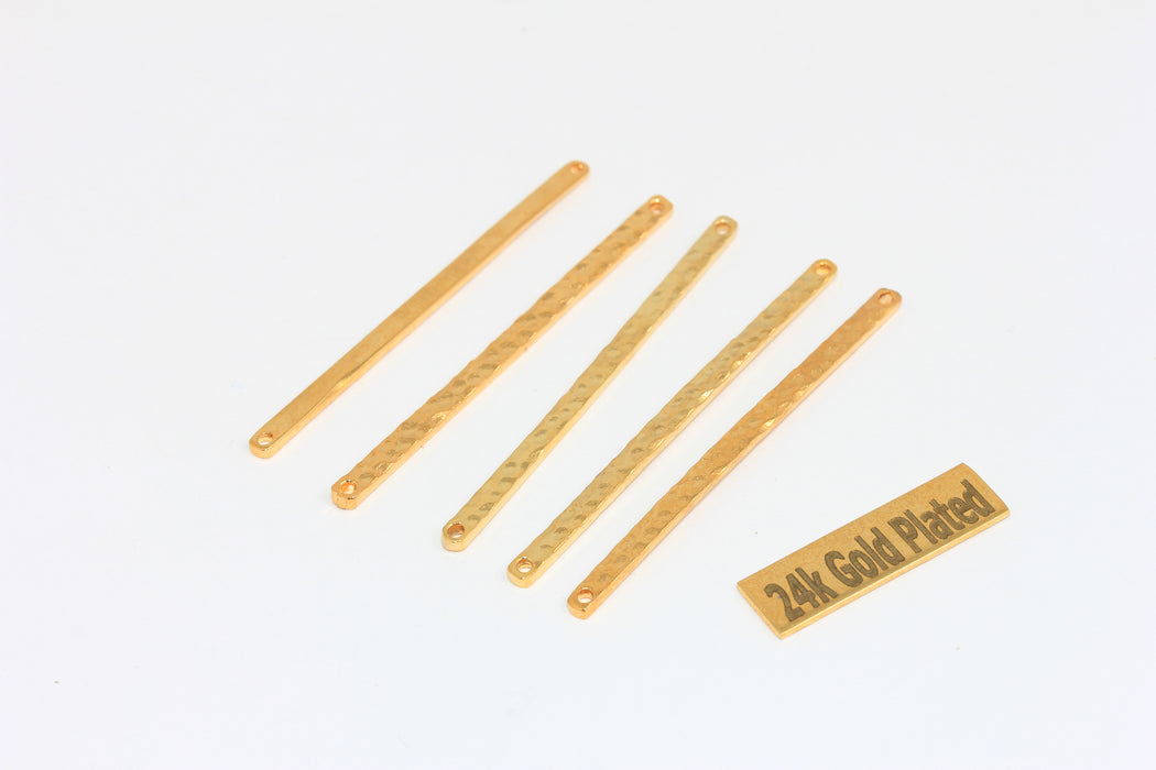 48mm 24k Shiny Gold Bars, Gold Hammered Bar, Gold BRT319