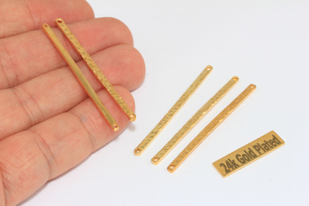 48mm 24k Shiny Gold Bars, Gold Hammered Bar, Gold BRT319