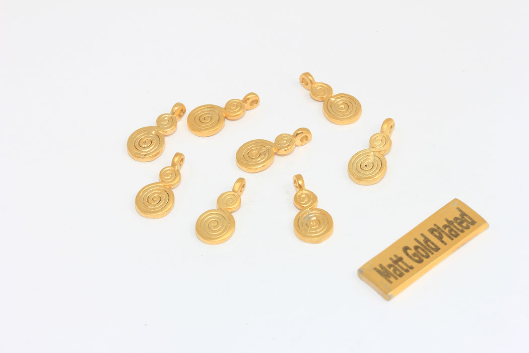 8x14mm 24k Matt Gold Charms, Textured Drop Beads, BRT325