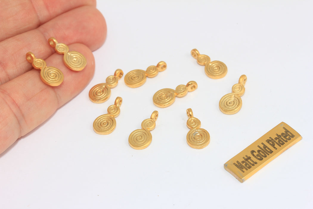 8x14mm 24k Matt Gold Charms, Textured Drop Beads, BRT325