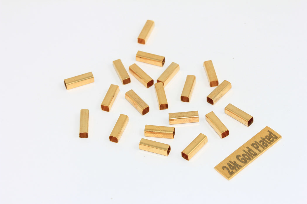 3x10mm 18k Parlak Altın Kaplama Kare Tüpler, Tüpler, Tüp, BRT312