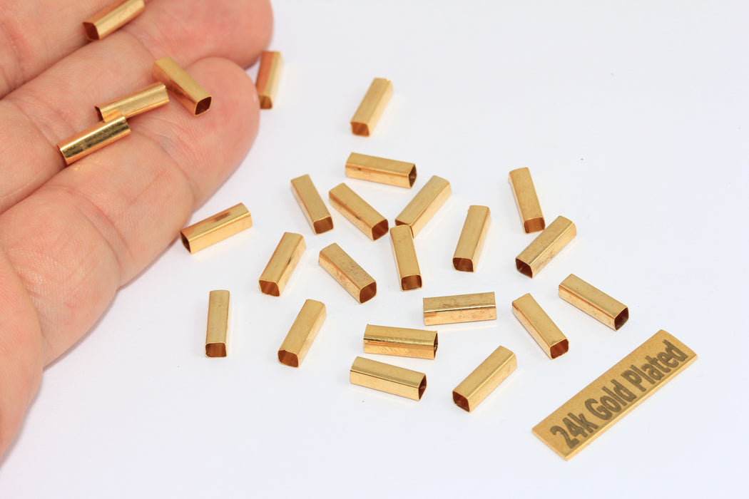 3x10mm 18k Parlak Altın Kaplama Kare Tüpler, Tüpler, Tüp, BRT312