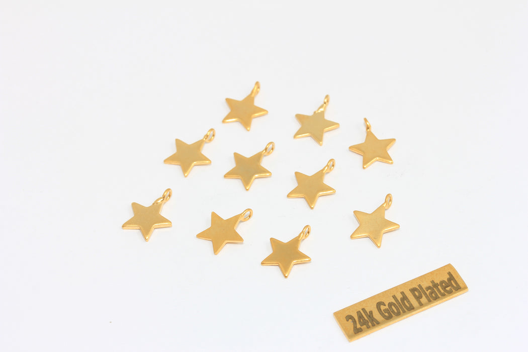 9x12mm 24k Matt Gold Star Charms, Star Pendant, Star, BRT309