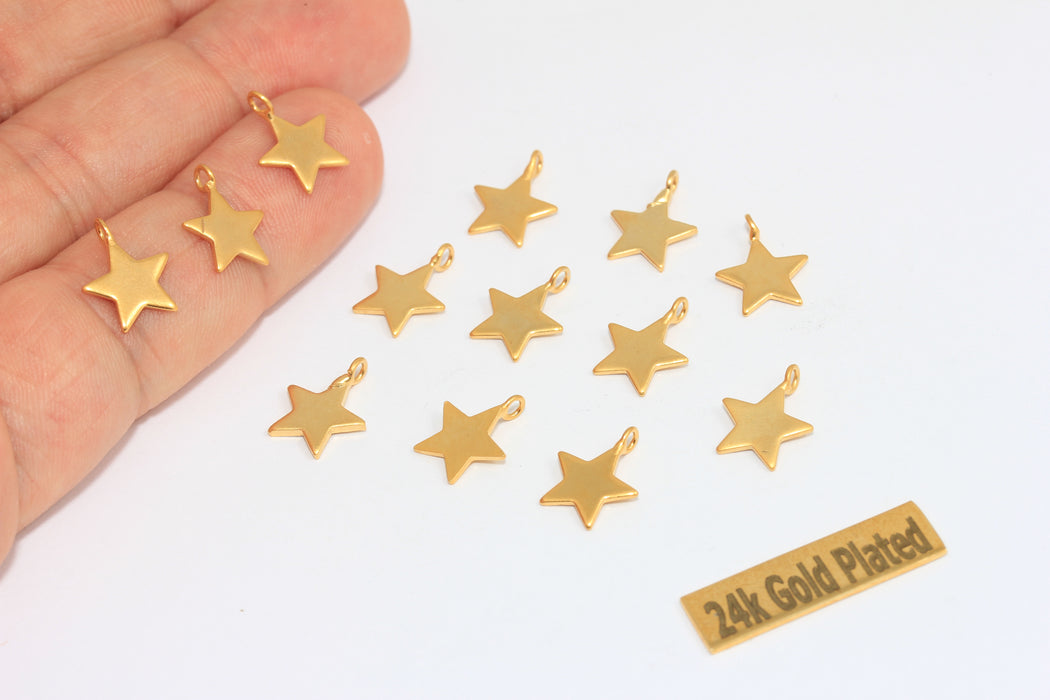 9x12mm 24k Matt Gold Star Charms, Star Pendant, Star, BRT309