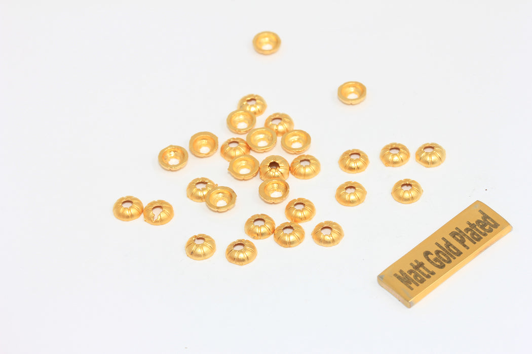 6mm 24k Matt Gold Bead Caps, Mini End Caps, Bead Cones, BRT305