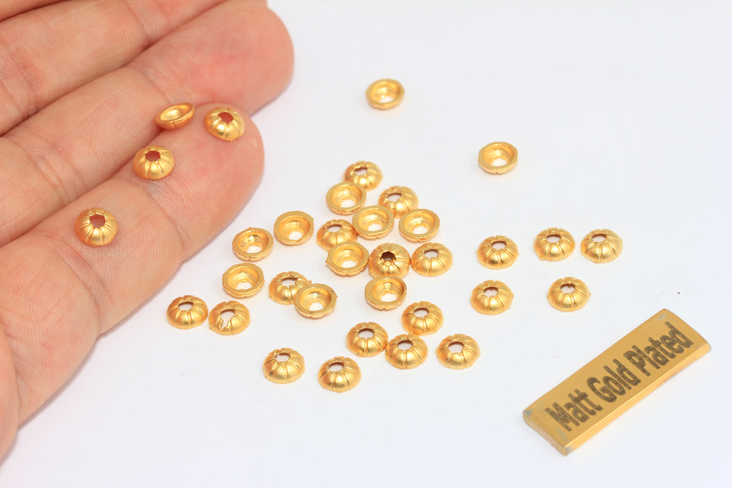 6mm 24k Matt Gold Bead Caps, Mini End Caps, Bead Cones, BRT305