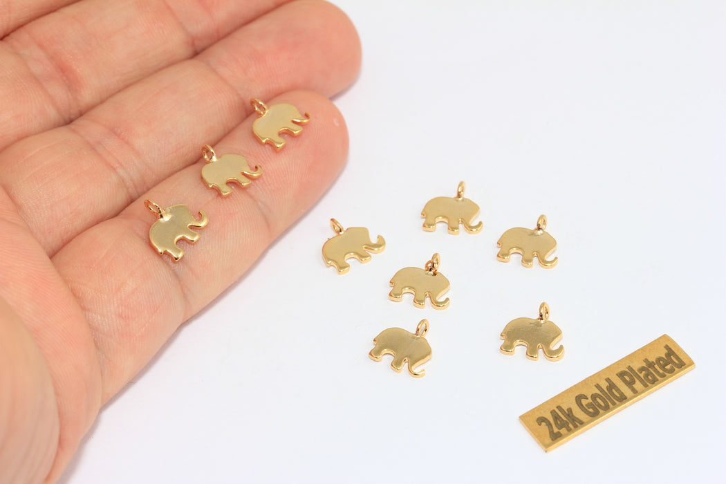8x10mm 24K Parlak Altın Fil Tılsımı, Minik, Tılsım BRT424