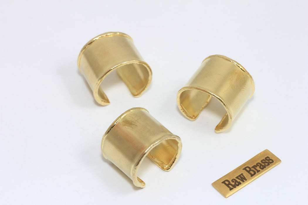 18-19mm Raw Brass Adjustable Ring Settings, Wide Band Rings, BDS9