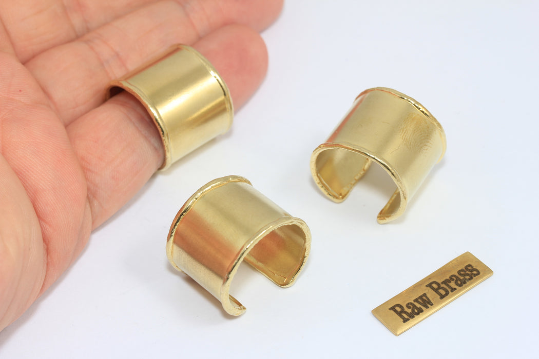 18-19mm Raw Brass Adjustable Ring Settings, Wide Band Rings, BDS9