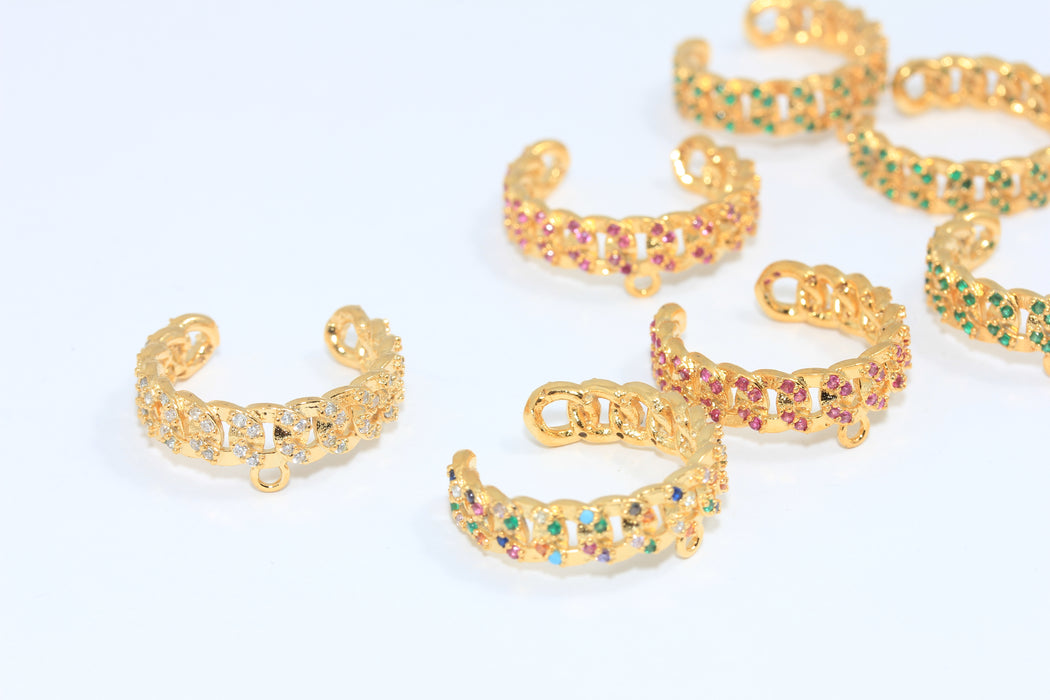 16-17 mm 24 Ayar Parlak Altın Zincir Yüzükler, Mikro Taşlı Zincir Yüzük, MLS690