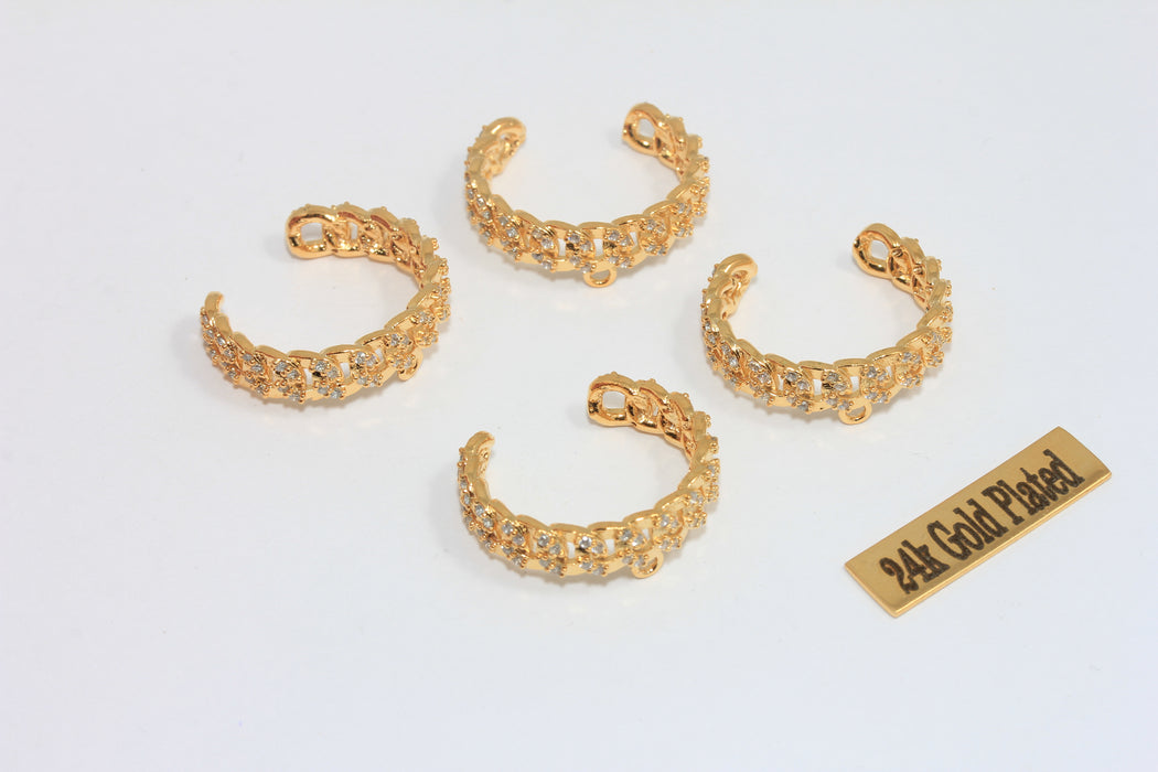 16-17 mm 24 Ayar Parlak Altın Zincir Yüzükler, Mikro Döşeme Zincir Yüzük, FNL65