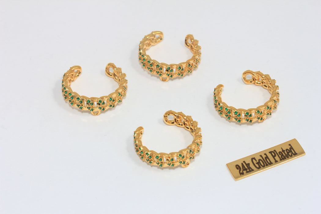 16-17 mm 24 Ayar Parlak Altın Zincir Yüzükler, Mikro Taşlı Zincir Yüzük, MLS736