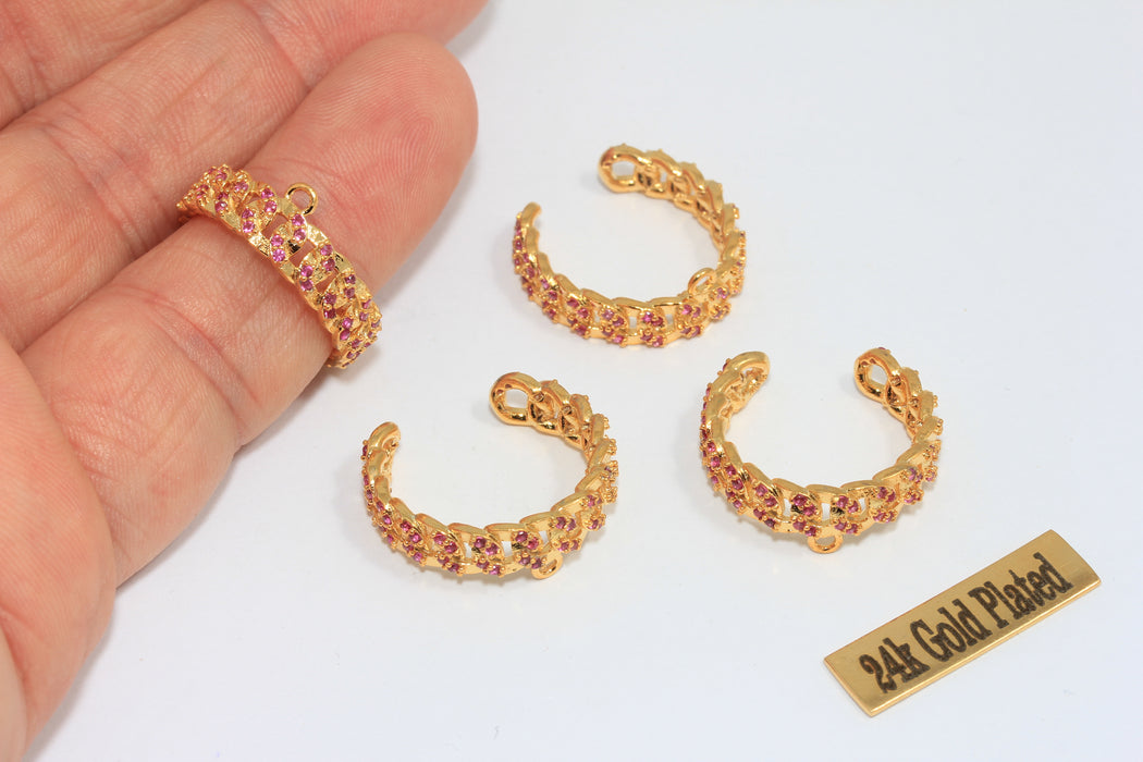 16-17 mm 24 Ayar Parlak Altın Zincir Yüzükler, Mikro Taşlı Zincir Yüzük, MLS689