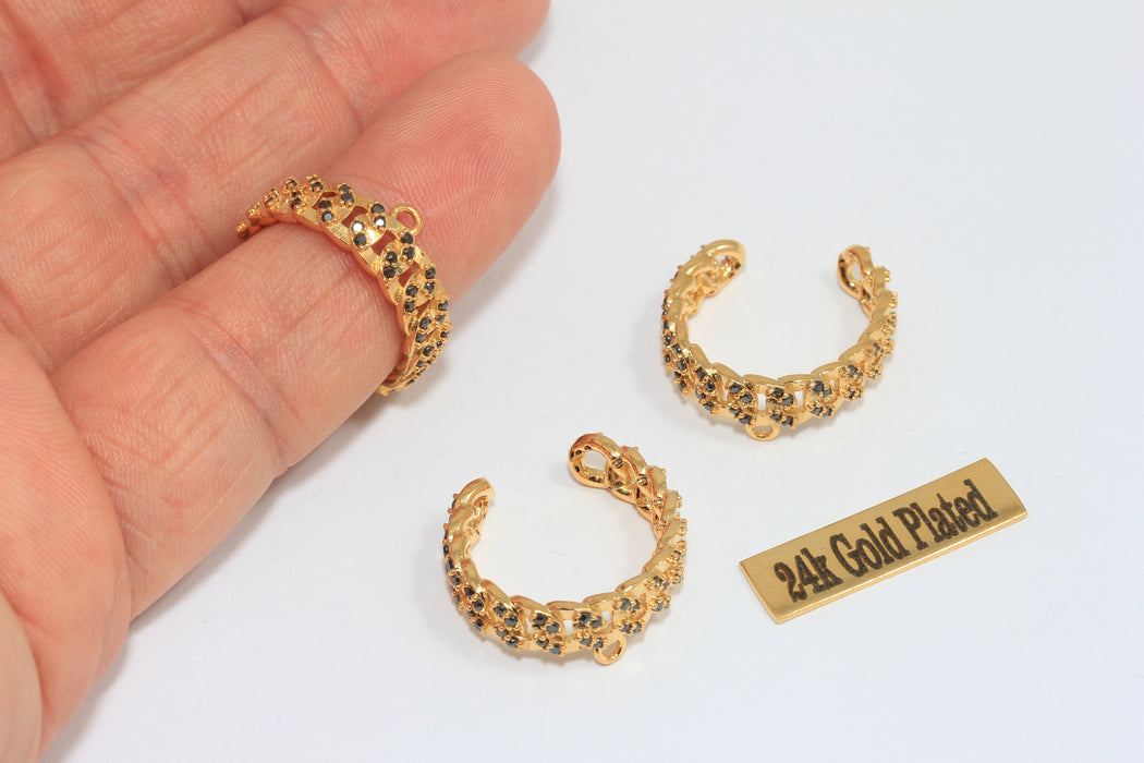 16-17 mm 24 Ayar Parlak Altın Zincir Yüzükler, Mikro Döşeme Zinciri, MLS691