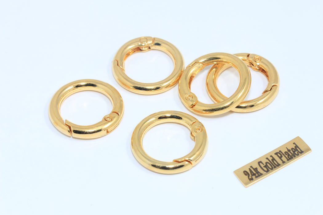 24mm 24k Shiny Gold Round Clasps, High Quality Gold Clasps, MLS164