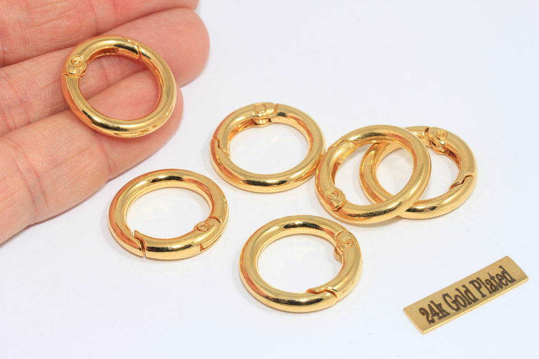 24mm 24k Shiny Gold Round Clasps, High Quality Gold Clasps, MLS164