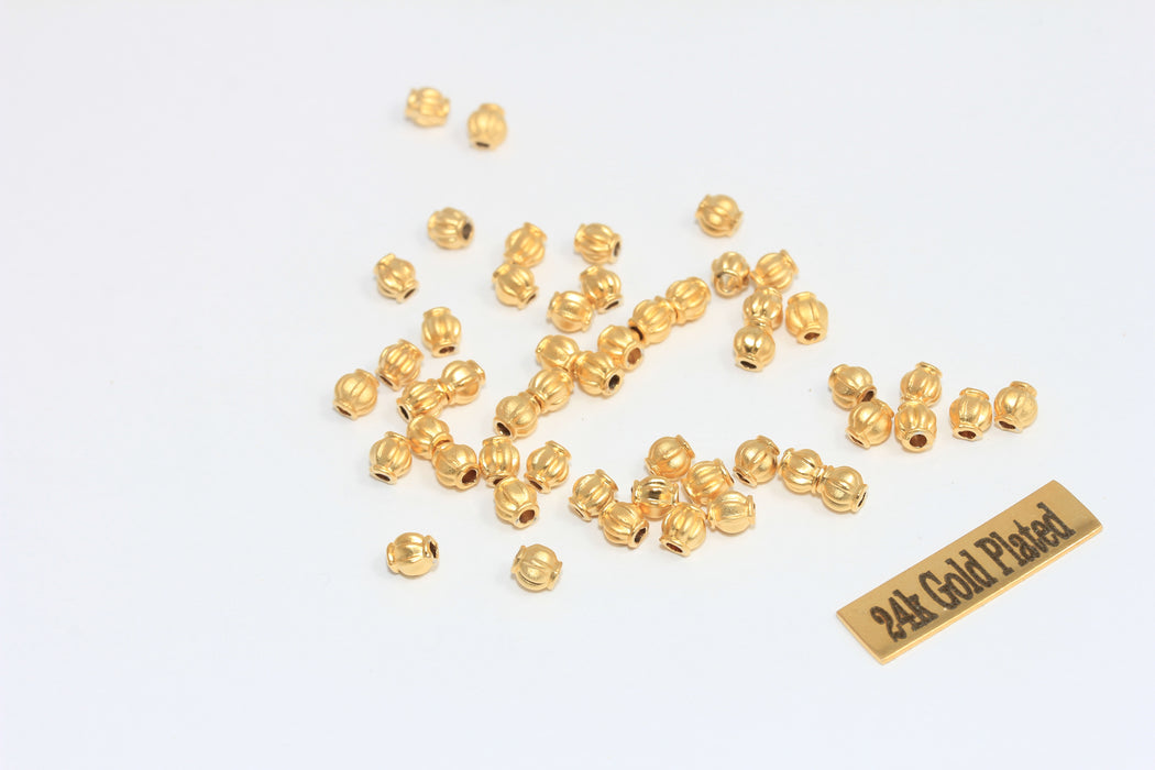 3,8x4,3mm 24k Matt Gold Ball Beads, Round Beads, MLS606
